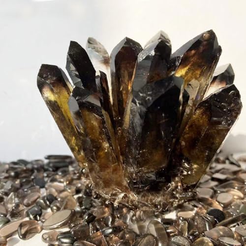 Smoky Quartz Crystal Cluster Large Quartz Crystal Cluster Natural Healing Stones Crystal Quartz Cluster Natural Crystal Quartz Stones for Relaxation Crystal Quartz Cluster 0.66 Pound
