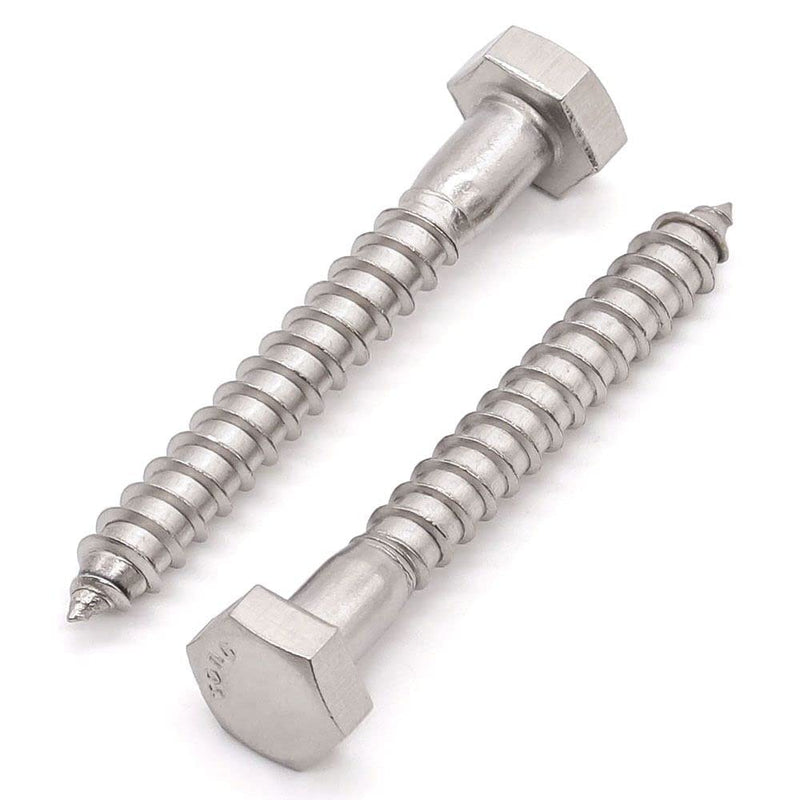 [Australia - AusPower] - Glvaner (8 pcs) 3/8" x 4" Stainless Steel Hex Head Lag Bolts, Hexagonal Head Lag Screws, 304 Stainless Steel 18-8, Secure Hold for Wood 3/8 x 4" 8 