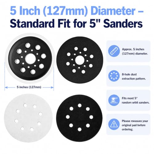 CRESCENTURE 4-pack 5-inch orbital sander pads and foam kit compatible with Bosch ROS20VS
