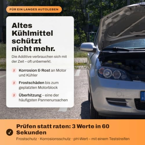 6 x Coolant Test Strips 3 in 1 Glycol/Reserve Alkalinity/pH | Suitable for cars, trucks and motorcycles