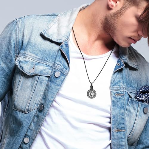 I'd be lost without you - Cremation Jewelry for Ashes Pendant - Compass Urn Necklace with Mini Keepsake Urn Memorial Ash Jewelry Loved One Black