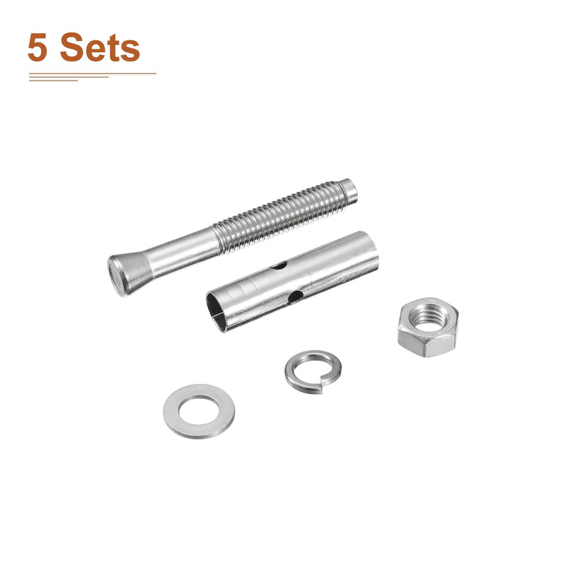 [Australia - AusPower] - M8 x 60 Expansion Bolts - 5Pack- Good for Concrete Dry Brick Block Walls - 304 Stainless Steel - Silver M8 x 60 5 