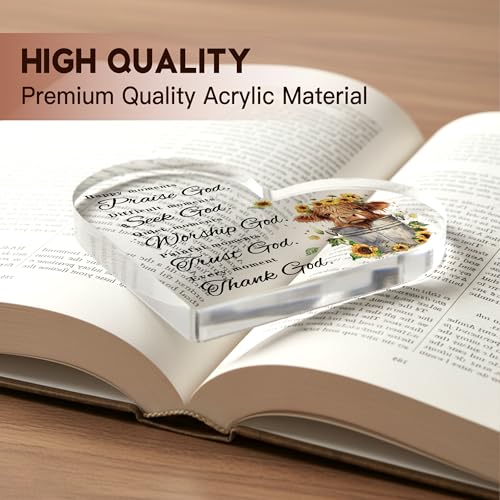 Highland Cow Christian Gifts for Women, Religious Bible Verse Acrylic Decor