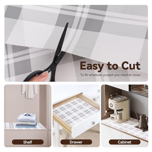 Drawer Shelf Liner for Kitchen Cabinets, Non Adhesive Slip Resistant Shelf Paper Easy to Clean, Strong Grip Thickened Waterproof Washable Mats for Pantry Shelves Cupboard Dresser(Grey, 24 in x 10 FT) 23.6"W x 118.1"L Gray