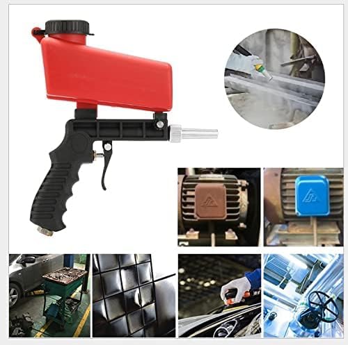 [Australia - AusPower] - Sandblaster Sand Blaster Gun Kit,Portable 90psi Gravity Sand Blasting Spray Tool,Pneumatic Sandblaster for Air Compressor,Remove Paint, Stains, Rust & Clean Surfaces(Red) 