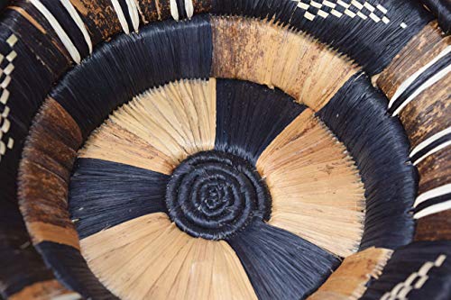 Tembo Crafts Africa - Handmade Basket Uganda - Made of Sisal & Banana Fiber - 8 Inches Diameter - Tan, Brown, Black - UB55