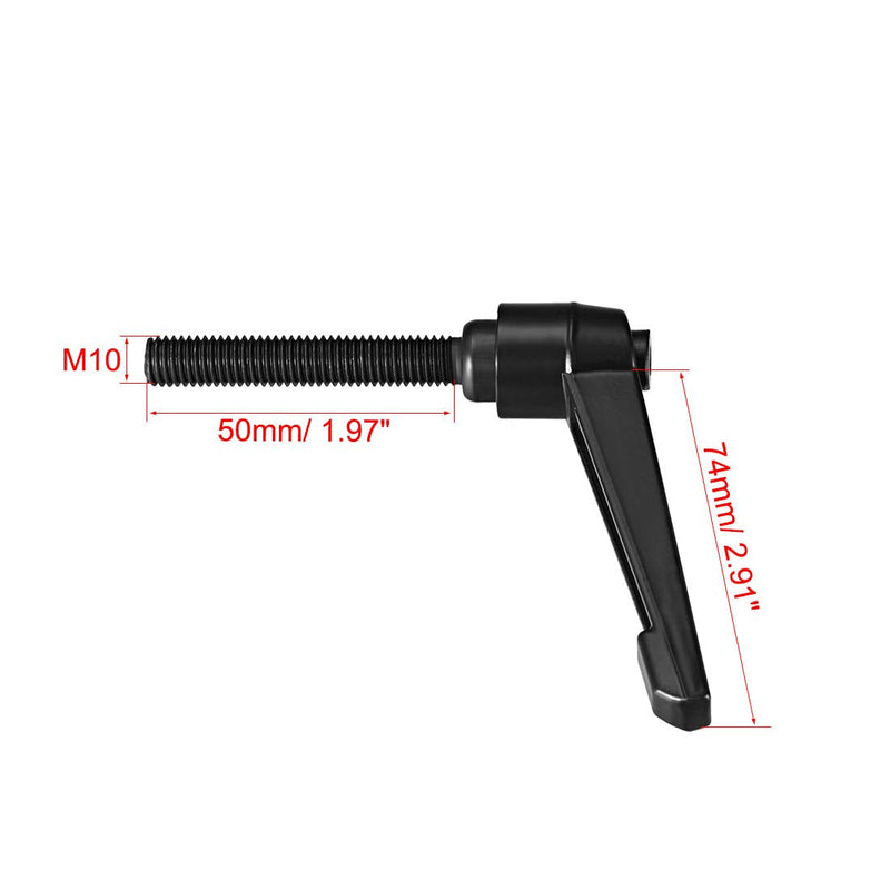 [Australia - AusPower] - uxcell M10 x 50mm Handle Adjustable Clamping Lever Thread Push Button Ratchet Male Threaded Stud Knobs Rotating Screw Handles Bolts with Locking Lever Black 3pcs 