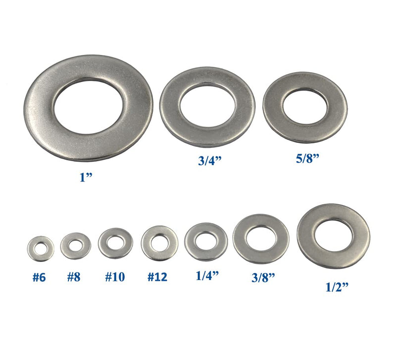 200 pcs #8 304 Stainless Steel SAE Flat Washer, Outer Diameter 7/16 inch Washers Assortment Kit 200