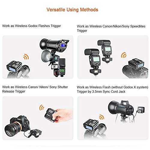 Godox X2T-S Wireless Flash Trigger Compatible with Sony Camera Bluetooth Connection APP Control 1/8000s HSS Transmitter for Godox V1S TT685S TT350S V860II-S TT600 AD200 (X2T S Compatible with Sony)
