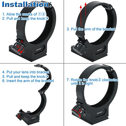 Haoge LMR-N372 Lens Collar Replacement Foot Tripod Mount Ring for Nikon AF-S NIKKOR 70-200mm f/4G ED VR and AF-S 300mm F/4E PF ED VR Lens Built-in Arca Type Quick Release Plate Replace Nikon RT-1