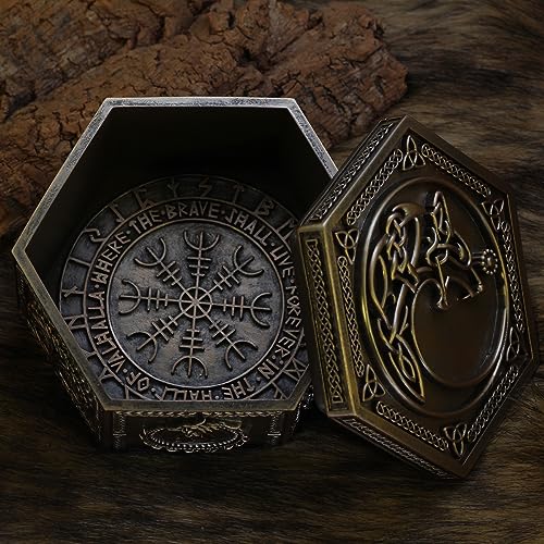 GuoShuang Norse Viking Jewelry Box Gift Wolf Yggdrasil Celtic Trinket Boxes