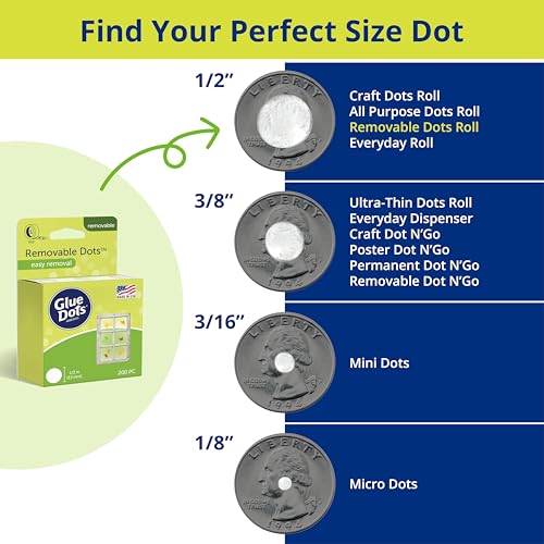 Glue Dots double-sided removable adhesive dots, 1/2-inch clear roll, 3-pack viewed in packaging