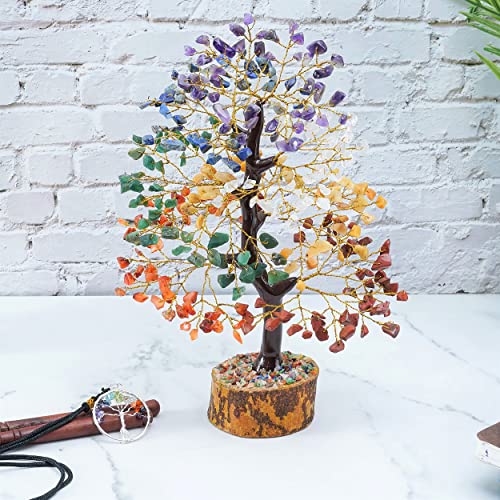 Crocon® 7 Chakra Tree of Life Pendant Crystals for Birthday gift for her #001 (7 Chakra + Tree of Life Pendant-a)
