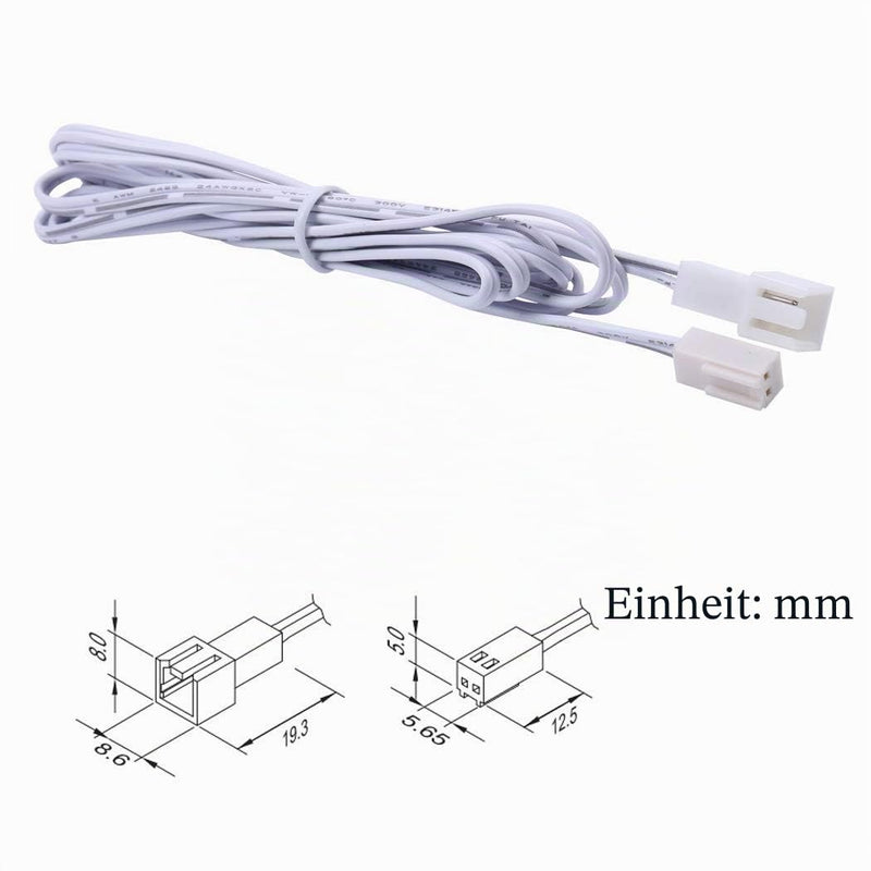 Flexible Extendable Cables for Aiboo RF Wireless Control LED Under Cabinet Lighting Kit Black Cord 1.5m (60 inch) Extension Cords (2 pins White Cord,4 Packs) 2-pin white cable