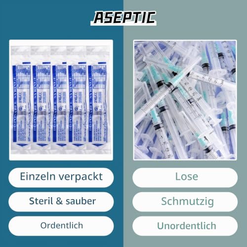 Pack of 20 Syringes, 20 ml, Individually Wrapped Disposable Syringes, Sterile Syringe | Syringes 20 ml with hat syringes without needle for animal feeding, fine dosages, crafts and scientific laboratories