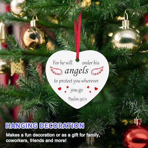 Christian Gifts Christmas Ceramic Ornament Religious Gift Bible Verse Hanging Ornament Gift for Christian Scripture Gifts Easter Prayer Gift Faith Gifts First Communion Gift for Godchild Baptism Gift