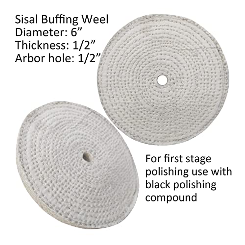 DazzyD PURUI 6-piece 6-inch stainless steel buffing wheel kit with sisal, denim, cotton wheels and polishing compounds