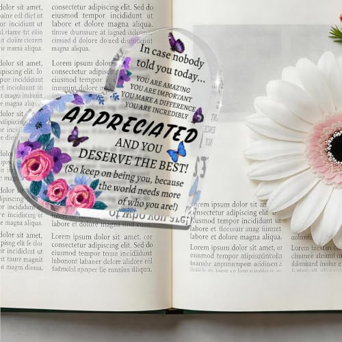 Thank You Gifts for Women, Inspirational Heart Acrylic Sign Keepsake Positive Quote