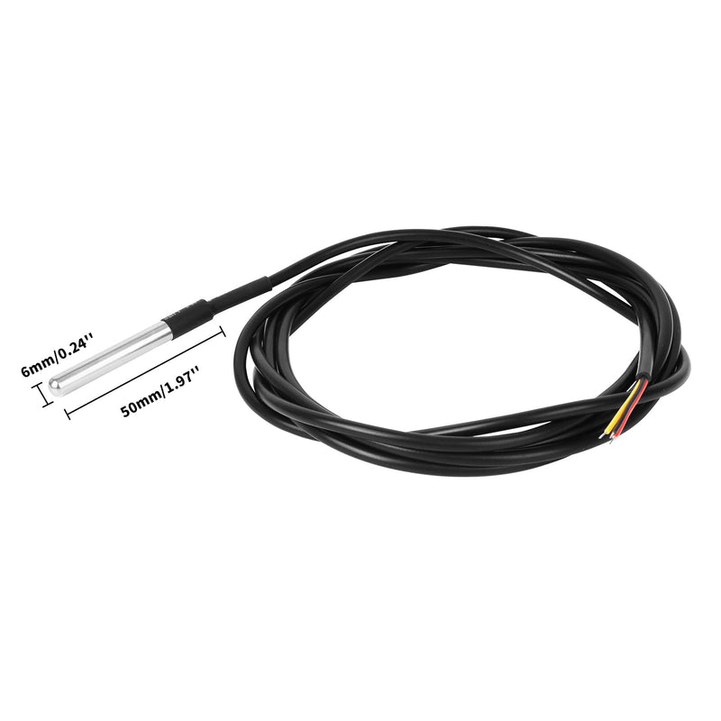 [Australia - AusPower] - 6PCS DS18B20 Temperature Sensor 2M Waterproof Temperature Probe Suitable for Arduino, xiao,ESP32 etc Development Boards Stainless Steel Probe Temperature Range (-55℃~ +125℃) 