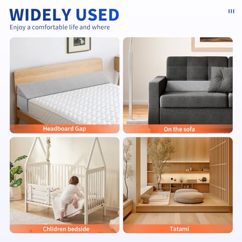 Krightlink twin size bed wedge pillow for headboard gap filler, designed for comfort and body support in bedroom settings.