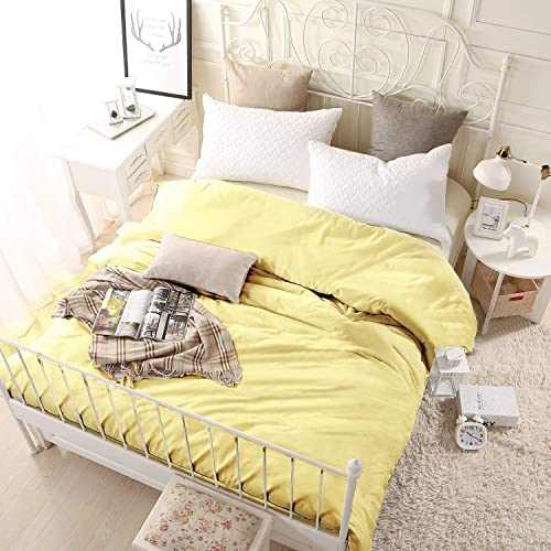 YEMYHOM 100% Cotton Weighted Blanket Cover 60"x80", Soft Removable Duvet Cover for Heavy Blanket, Machine Washable（Yellow） 60''x80''Duvet Cover Yellow