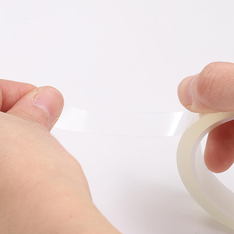 HARFINGTON 2 Rolls High Temperature Masking Tape 1/4" x108ft(6mmx33m) 0.05mm Thick PET Film Silicone Adhesive Heat Resistant Tapes for Heat Press Anodizing Circuit Board, Transparent 1/4"x108ft