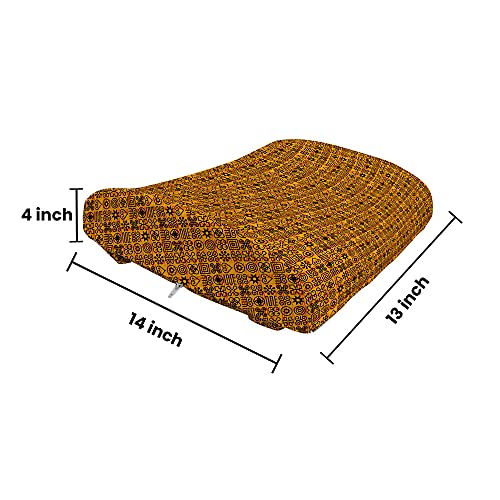 Lunarable Ghana Lumbar Back Support Pillow, National Adinkra Pattern with Various Different Shapes Art, High Density Foam for Office Chairs Car Seats, 14" x 13", Orange Charcoal Grey Lumbar Pillow