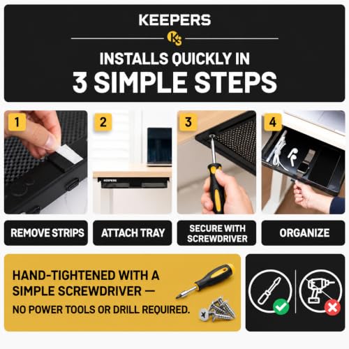 KEEPERS Anything Keeper — Compact 11x10in Under-Cabinet Slide-Out Drawer, Hidden Steel Organizer for K-Cups & Desk Items, RV & Small Kitchen — Black Large - Anything Keeper