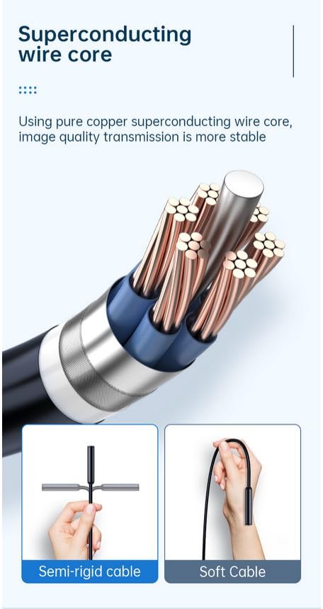 [Australia - AusPower] - 1920P HD 9.84FT Endoscope Camera with Light, USB Type C Borescope, Pipe Semi-Rigid Snake Cable, Scope Camera with 8 LED Lights for Android and iOS Smartphones, iPhone, iPad, Samsung. KEEMIKA Single-Lens 9.84FT 
