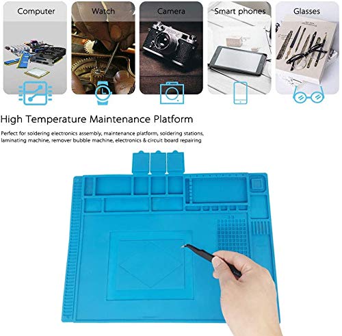 Wohao Soldering Mat, Silicone, 500°C Heat-Resistant, Magnetic Repair and Work Mat, Anti-Static, for Soldering Guns, Hot Guns, 45 x 30 cm