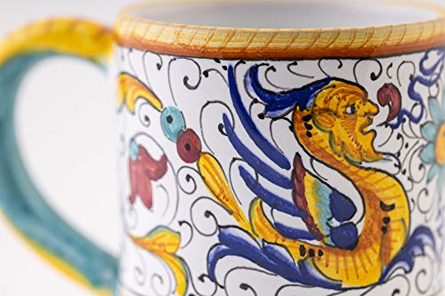 Fima Italian Ceramic Mug - Hand Made Pottery Coffee Mugs, Deruta Italian Pottery, Painted Mug, Italian Ceramic, Made in Italy, Painted Coffee Mugs, Mugs Handmade Raffaellesco Deruta