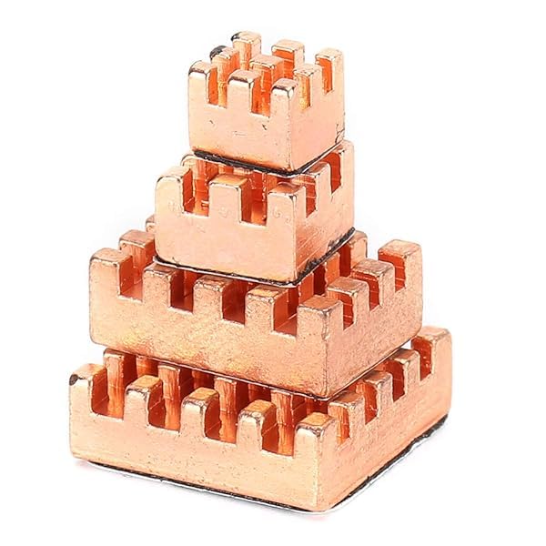 Pure Copper Heatsink Self Adhesive Passive Quiet Cooling with 4 Professional Heatsinks for All Raspberry Pi 4B Models
