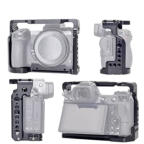 Z5 Z6 Z7 Cage, Hersmay Camera Cage with Top Handle for Nikon Z5/ Z6/ Z7/ Z6II/ Z7II Mirrorless Camera with Cold Shoe,ARRI Handle Locating Holes,Multiple 1/4" 3/8" Screw Holes