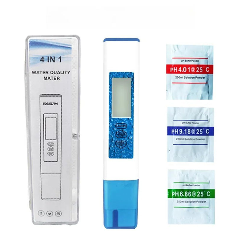 [Australia - AusPower] - 4 in 1 pH Meter for Water PH/TDS/EC/Temp Multi-Function Water Quality Tester High Precision Digital pH Meter for Hydroponics, Pool and Aquarium 