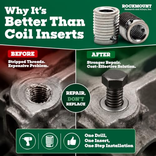 Rockmount self-locking threaded insert, 3/8-16 internal thread, standard wall, 5-piece set