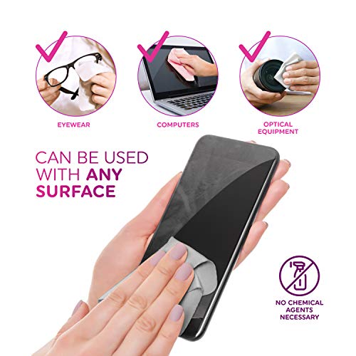 Premium Microfiber Cleaning Cloth 6x6 in - Extra Soft Suede Feel Lint Free Cloths for Eyeglasses & Glass - Compatible with iPad, iPhone, Tablet, MacBook, TV Screen, LCD, Camera Lens (24 Small, Black) 24 Small