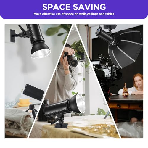 Studio Baby Pin Plate Wall Ceiling Mount,2 inch Mini Lighting Wall Holder with 5/8" Stud for Photo Studio Light Stand Flash Accessories… Black 2 Inch