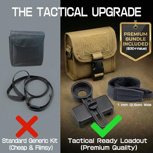 12x25 Compact Binoculars for Adults and Kids - Small Pocket Binoculars with 600D MOLLE Pouch - Phone Adapter and Wide Strap for Cruise Travel Hiking Bird Watching Concerts Outdoor Gift Tactical Black