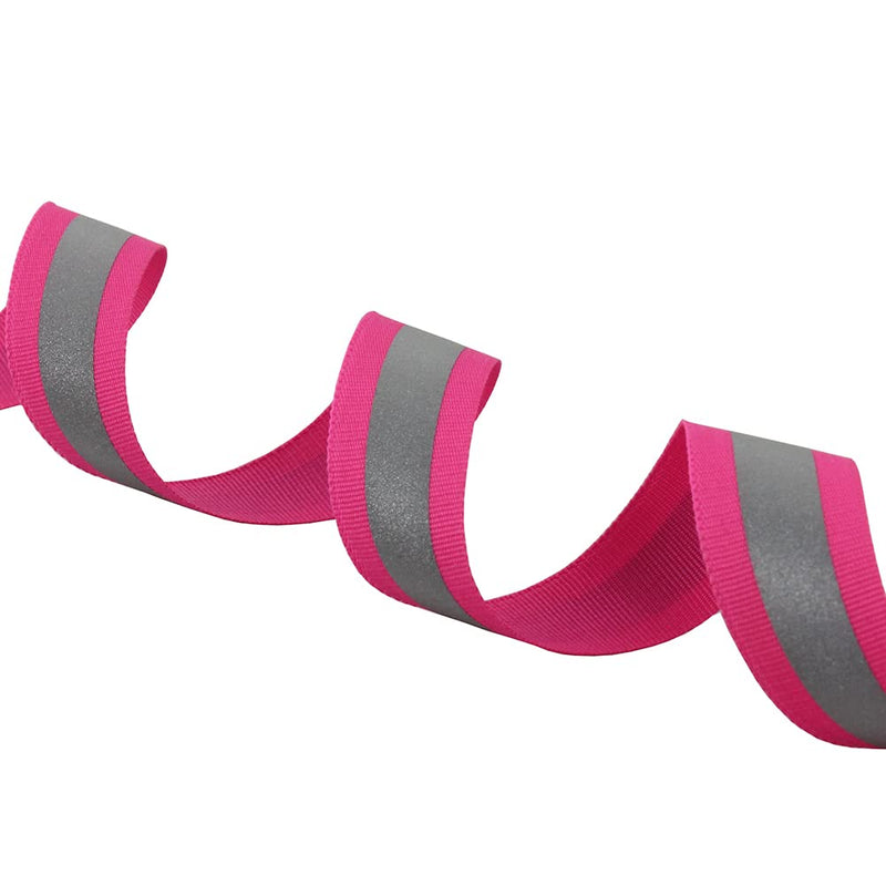 Silver Reflective Ribbon Tape for Clothing Webbing Trim Strip Sew On 0.8in x 50yd (Pink) Pink