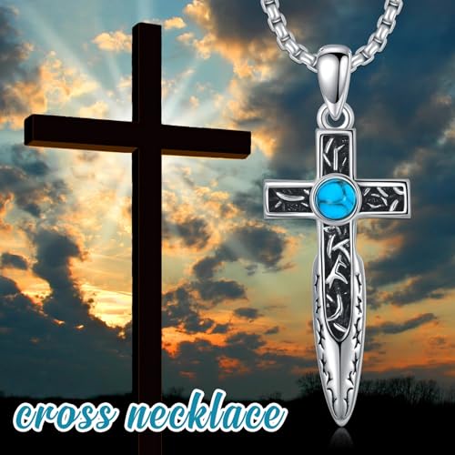 ROMANTICWORK Arrowhead Necklace 925 Sterling Silver Pendant Viking Jewelry for Anniversary Birthday Gifts Men Cross