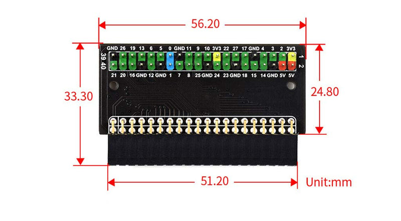 Fits Raspberry Pi 400 GPIO Header Adapter, 2 x 40-Pin Header, Leaning Version, Angled Header Expansion, Convenient to Use Hats (PI400-GPIO-ADAPTER-A)
