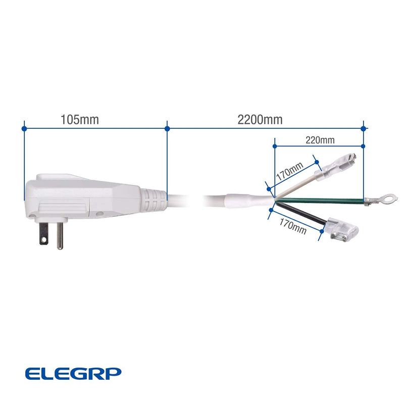 [Australia - AusPower] - ELEGRP 0651515LY L15515 L22515 14AWG LCDI Power Cord Plug for A/C Air Conditioner, E250451 UL Certified, 7.5FT Leakage Current Detection Interrupter Replacement, 120V 15A 1800W 60Hz NEMA 5-15P, 1 Pack 