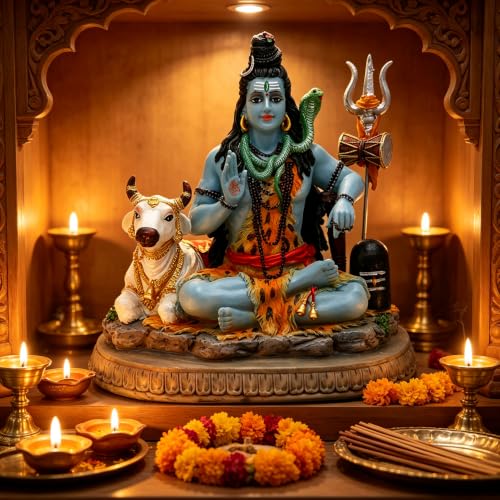 Lord Shiva with Nandi Statue Diwali Gifts Hindu Shiva Murti Pooja Item
