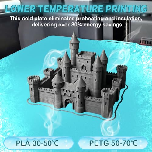 X2D P2S P1S Cool Plate for Bambu Lab, Low Temperature 30-50℃ PLA Build Plate Double Sided Spring Steel Print Bed Plate for Bambu Labs X2D X1C X1 P2S P1S P1P A1 3D Printer Platform