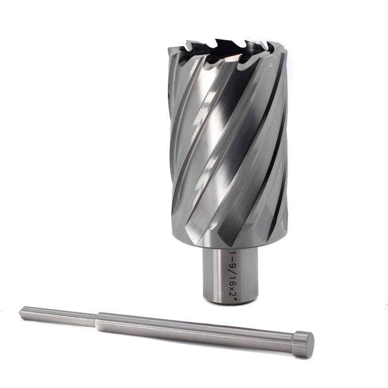 [Australia - AusPower] - OSCARBIDE 1-9/16 "x2 Annular Cutter, 3/4 inch Weldon Shank, 1-9/16 inch Cutting Diameter, 2 inch Depth of Cut, 2 Flat Mag Drill Bit with Pilot Pin for Magnetic Drill Press,1 Piece 