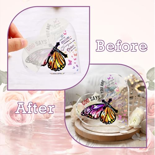 Christian Gifts for Women 3.9 Inch Christian Plaques Butterfly Inspirational Gifts for Women Bible Verse Plaque Christian Home Decor Gifts God Says
