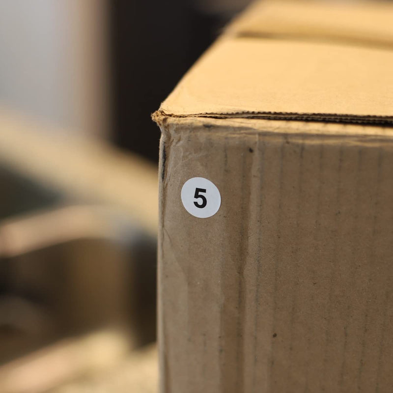 White with Black Number 5 Circle Dot Stickers, 3/4 Inch Round, 500 Labels on a Roll for Organization and Inventory - Semi-Gloss Finish - Made in the USA #5