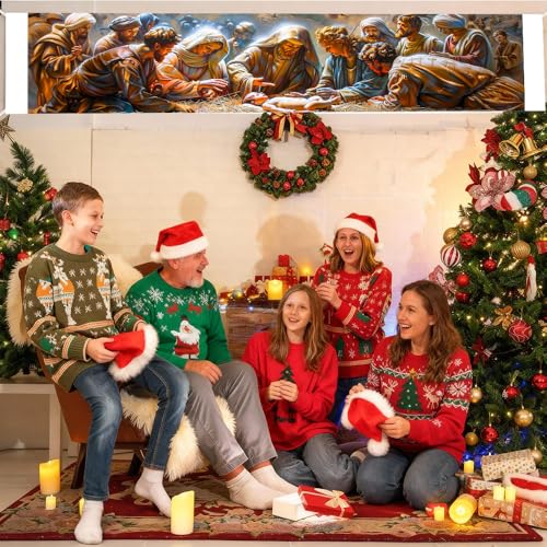 Christmas Yard Banner Nativity Scene Decor Approx 79x18 Inch 04