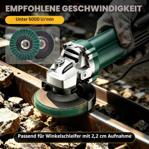 BURMONG 10 Pieces 115 mm Sanding Disc & Polishing Disc Set - 5 Nylon Fibre Flap Discs & 2 Wool Polishing Discs & 3 Polishing Pastes for Angle Grinder, Scouring Disc for Metal (22 mm Mount) | 5 Nylonfaser Fächerscheiben & 2 Woll Polierscheiben & 3 Polie...