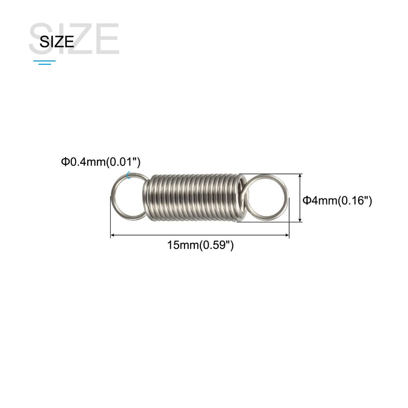 [Australia - AusPower] - Extension Spring (0.4x4x15mm/0.016"x0.16"x0.59") 10Pcs, Stainless Steel Tension Spring Wire - for Home Repair Construction Machinery 0.016"x0.16"x0.59" 